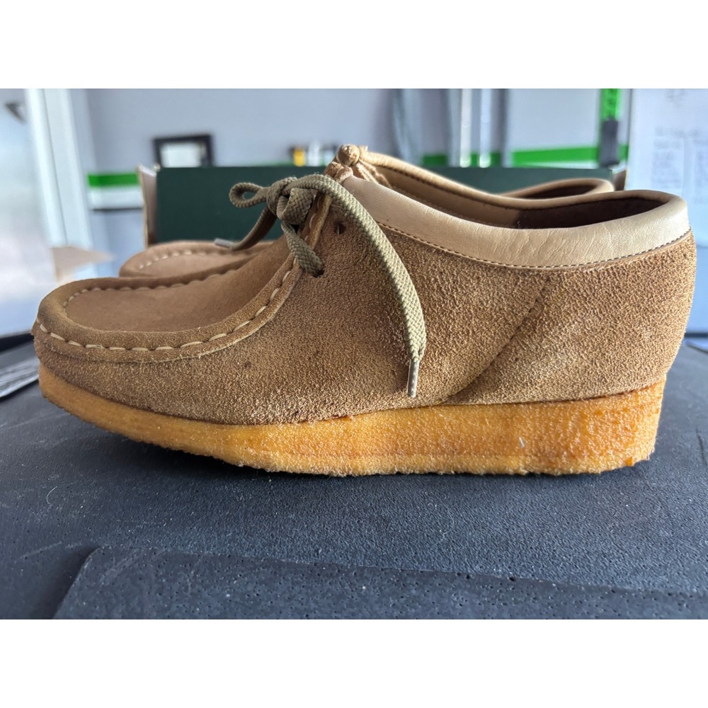 Clarks Wallabees Womens 6 Tan Deerskin Suede Moccasin Crepe Sole Shoes P124TS - Picture 2 of 8
